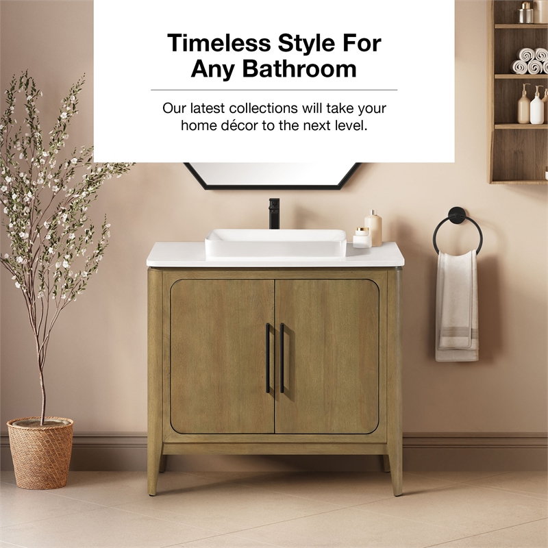 Heidi 36 in. Cortado Bathroom Vanity with White Quartz Top