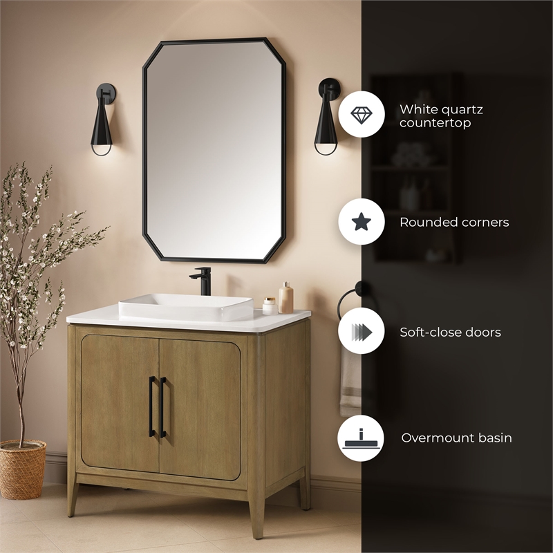 Heidi 36 in. Cortado Bathroom Vanity with White Quartz Top