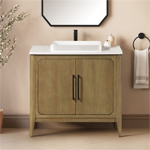 Heidi 36 in. Cortado Bathroom Vanity with White Quartz Top