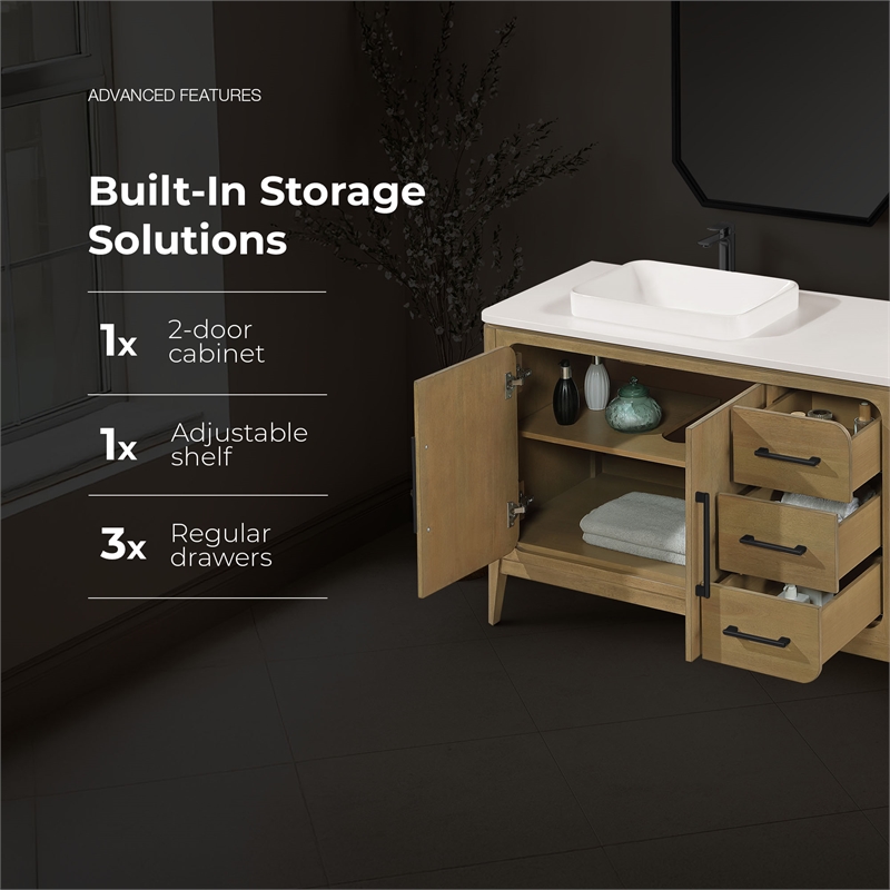 Heidi 48 in. Cortado Bathroom Vanity with White Quartz Top