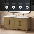Heidi 60 in. Light Brown Oak Bathroom Vanity with White Countertop
