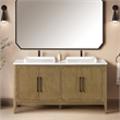 Heidi 60 in. Light Brown Oak Bathroom Vanity with White Countertop