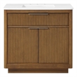 OVE Xander 36 in. Warm Walnut Bathroom Vanity with White Engineered Stone Top