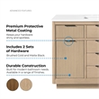 OVE Xander 48 in. Sahara Birch Bathroom Vanity with White Engineered Stone Top