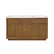 OVE Xander 60 in. Warm Walnut Bathroom Vanity with White Engineered Stone Top