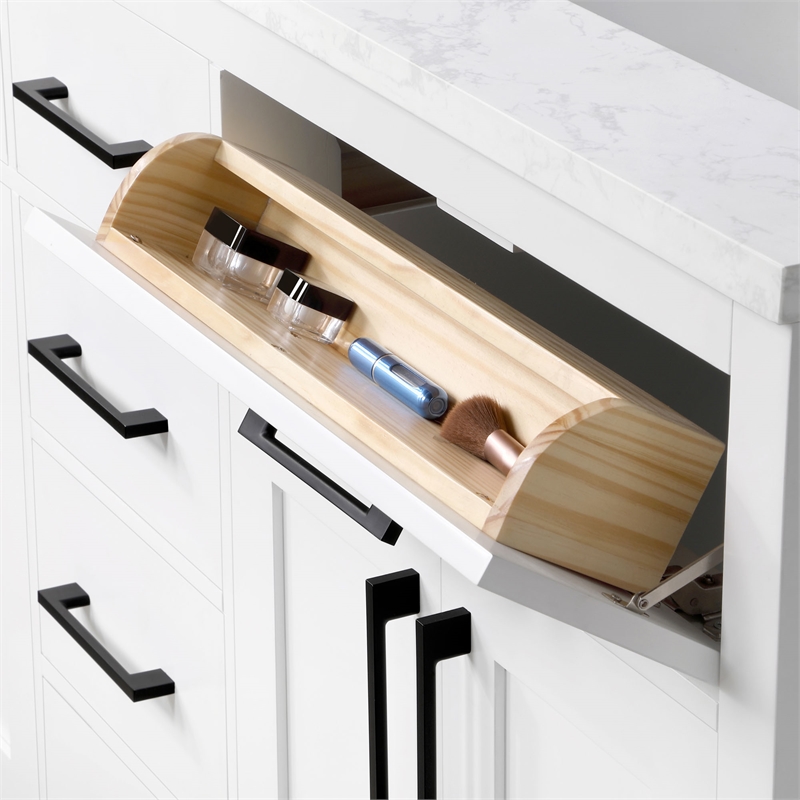 Athea 60 in. White Vanity with Top and Matte Black Hardware