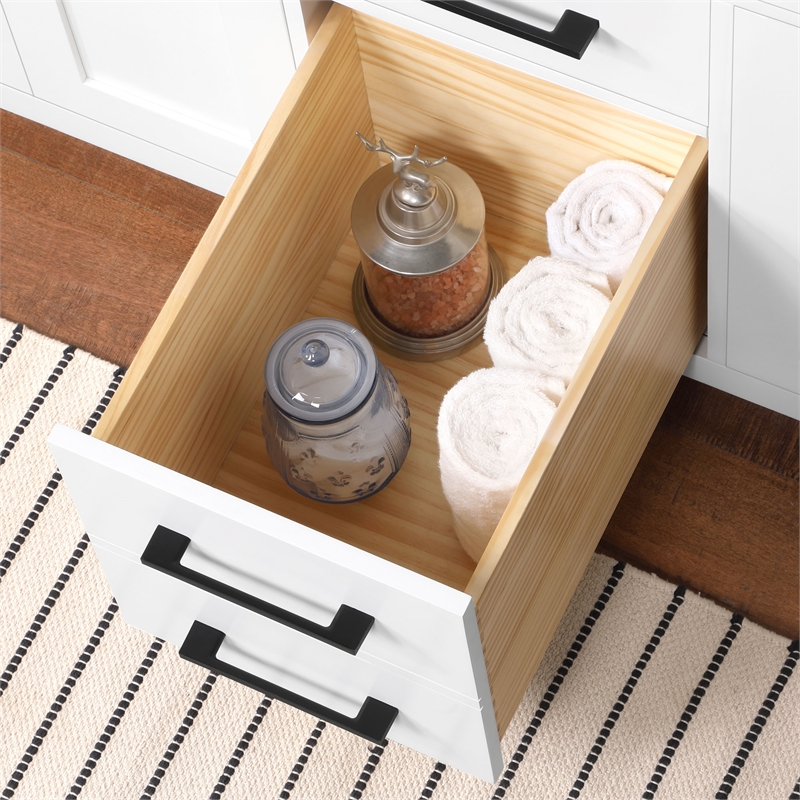 Athea 60 in. White Vanity with Top and Matte Black Hardware