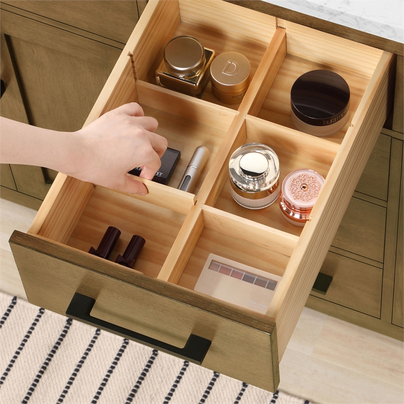 Athea 60 in. Almond Latte Vanity with Top and Matte Black Hardware