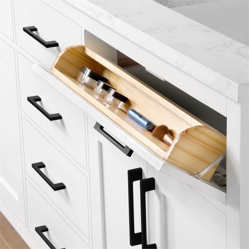 Athea 72 in. White Vanity with Top and Matte Black Hardware