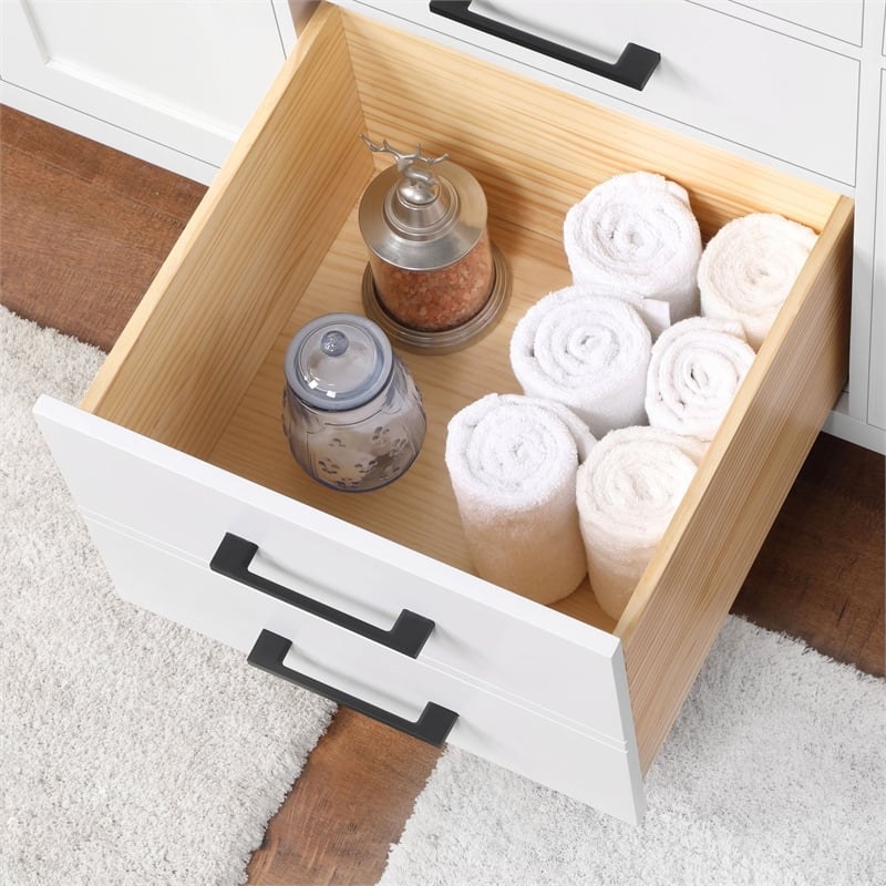 Athea 72 in. White Vanity with Top and Matte Black Hardware