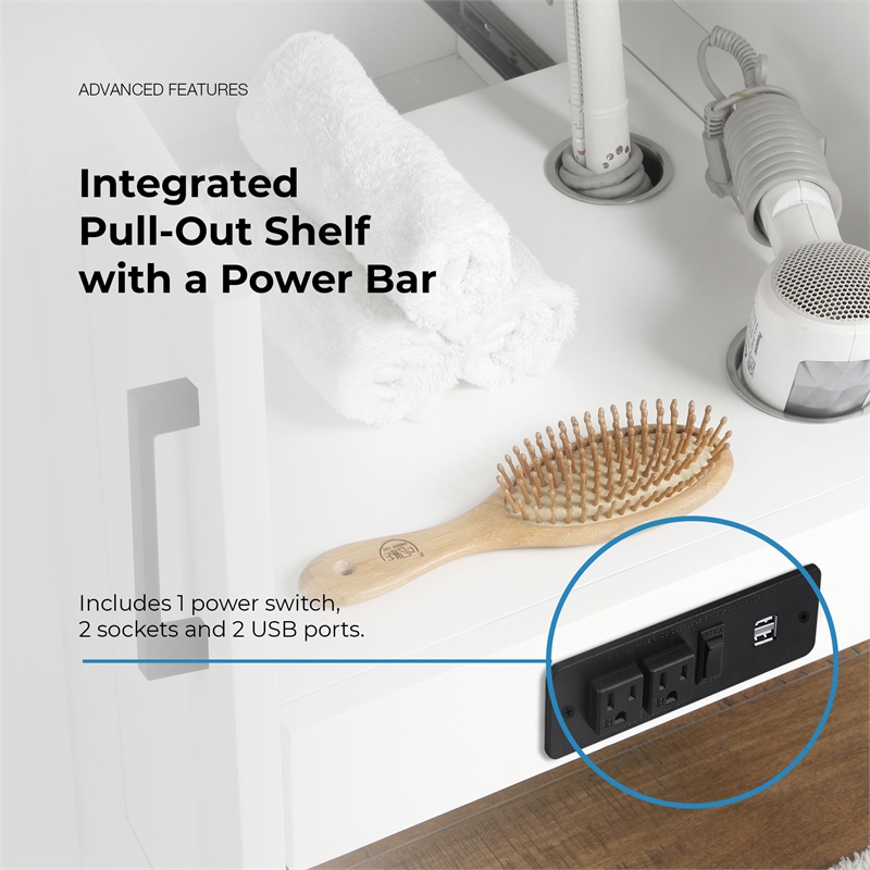 Athea 36 in. White Vanity with Top and Matte Black Hardware