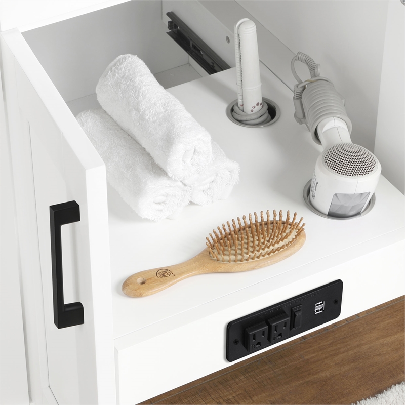 Athea 36 in. White Vanity with Top and Matte Black Hardware