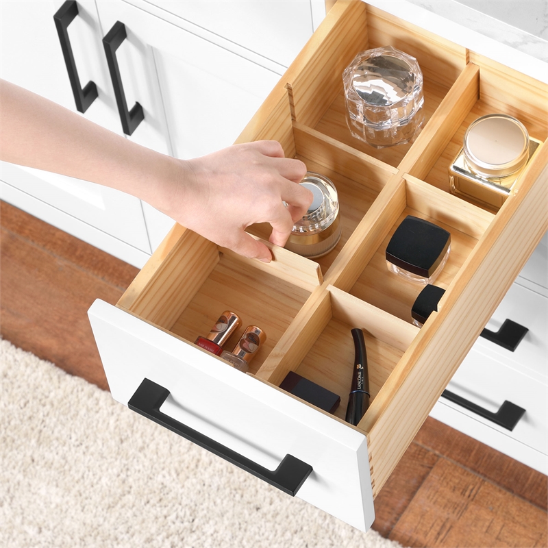 Athea 36 in. White Vanity with Top and Matte Black Hardware