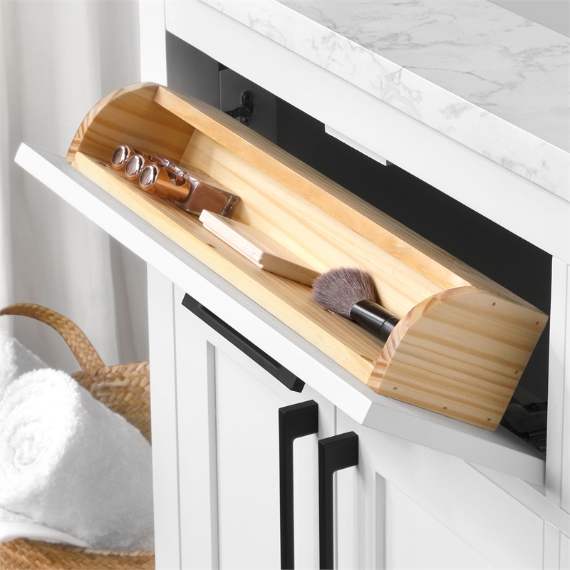 Athea 36 in. White Vanity with Top and Matte Black Hardware