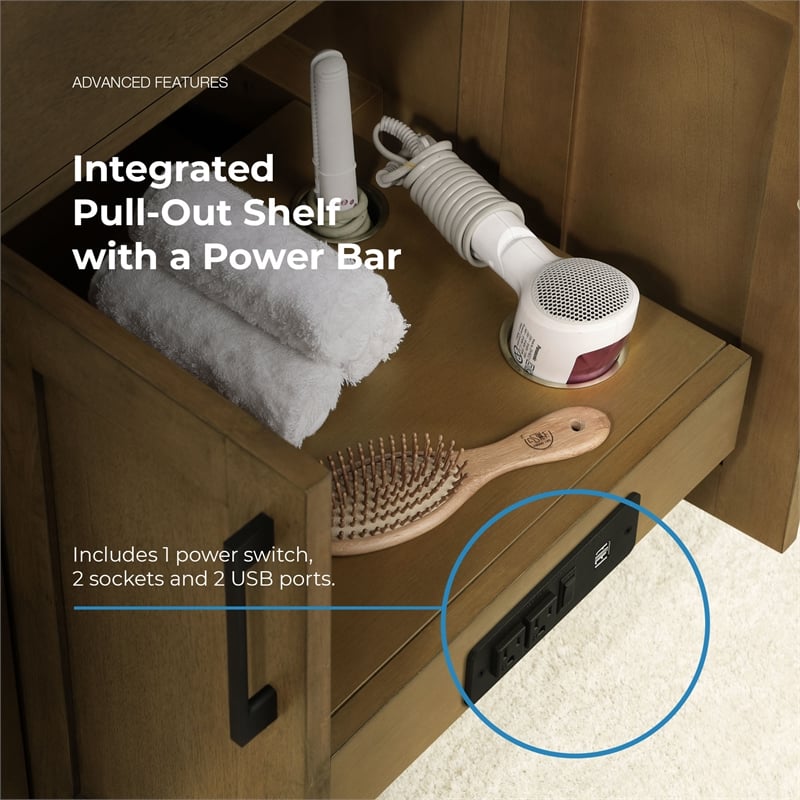 Athea 36 in. Almond Latte Vanity with Top and Matte Black Hardware