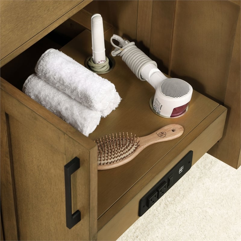 Athea 36 in. Almond Latte Vanity with Top and Matte Black Hardware