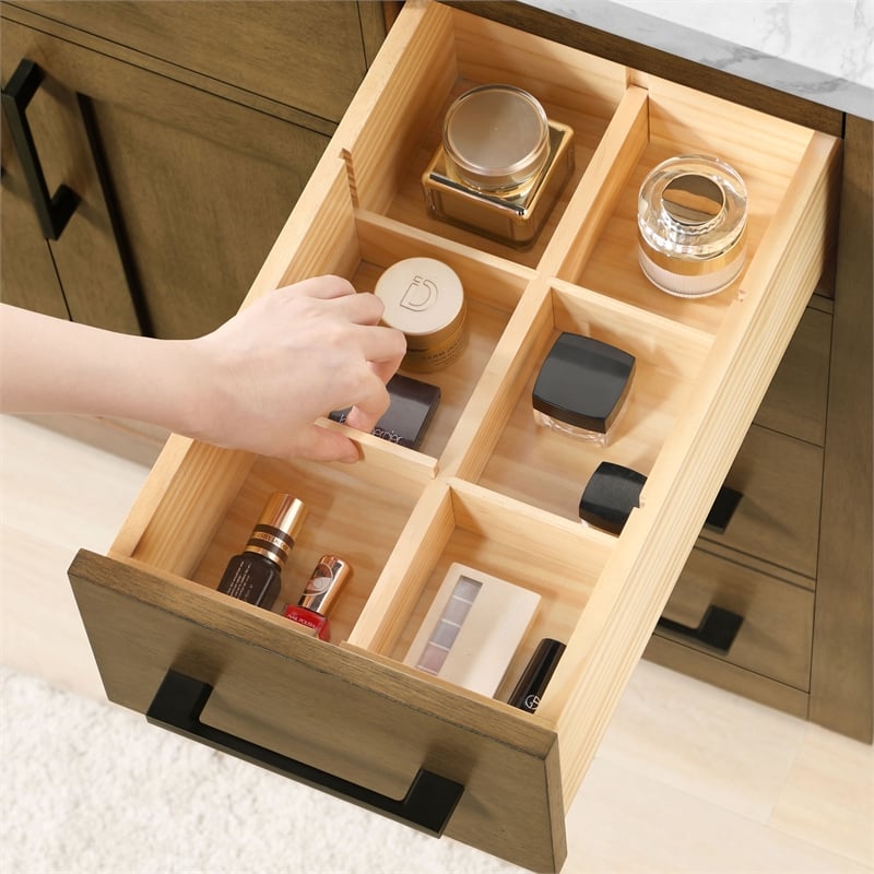 Athea 36 in. Almond Latte Vanity with Top and Matte Black Hardware