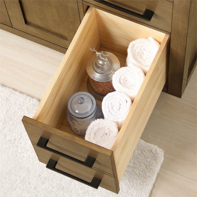 Athea 36 in. Almond Latte Vanity with Top and Matte Black Hardware