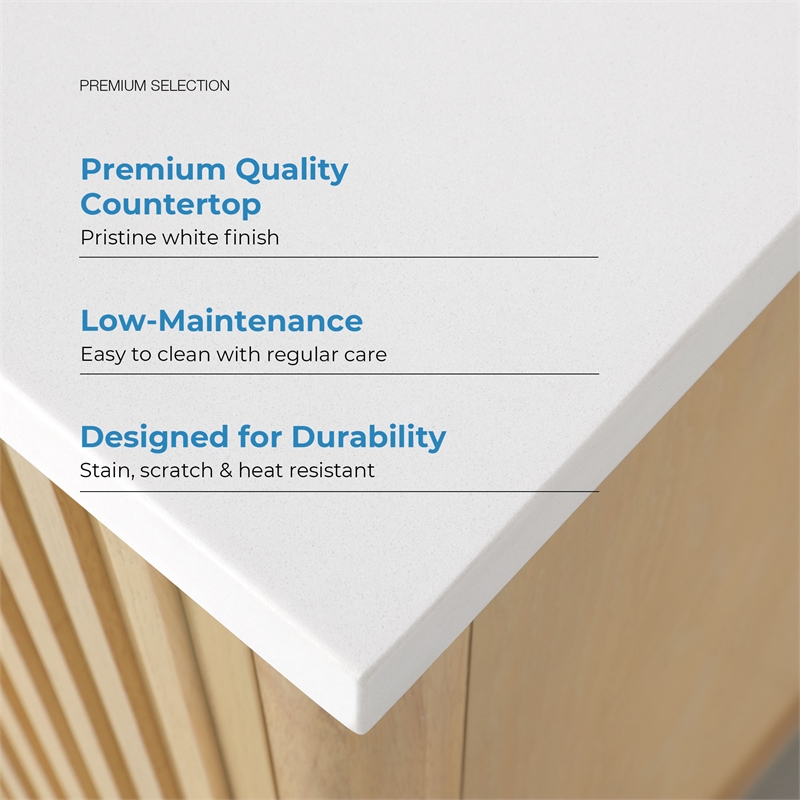 Gabi 30 in. Rustic Ash Bathroom Vanity with White Engineered Stone Top