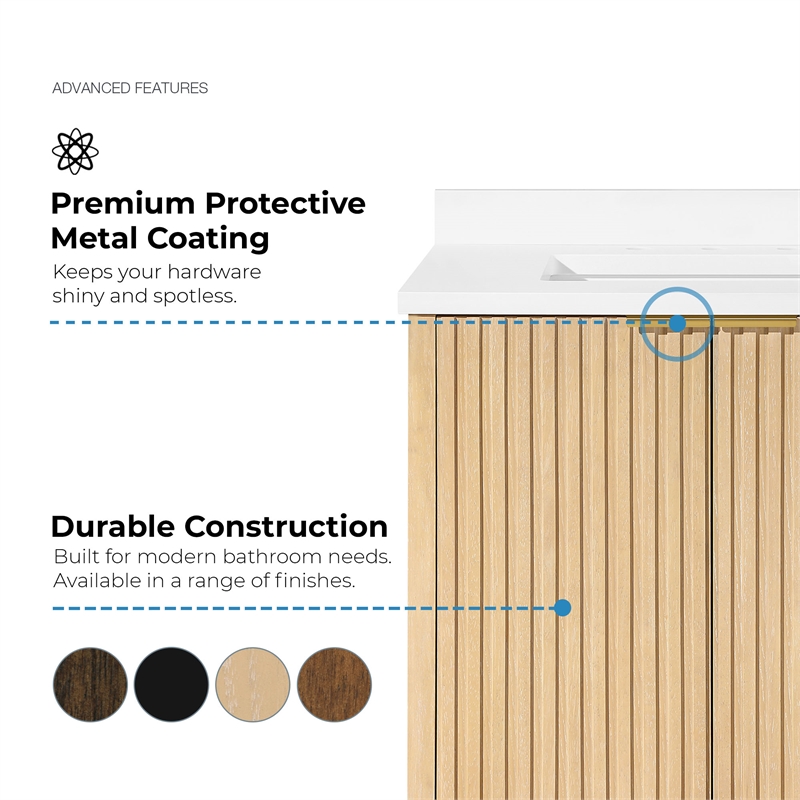 Gabi 30 in. Rustic Ash Bathroom Vanity with White Engineered Stone Top