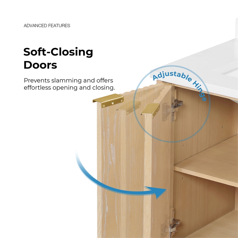 Gabi 30 in. Rustic Ash Bathroom Vanity with White Engineered Stone Top