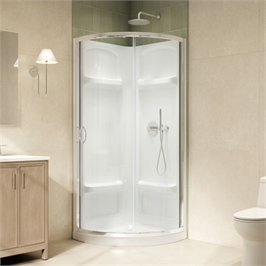 OVE Decors Breeze 33&quotx33&quot Clear Sliding Corner Shower Kit, Chrome