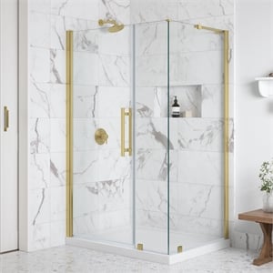 OVE Breeze 48 x 36 Corner Frameless Pivot Shower Door Kit Brushed Gold