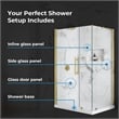 OVE Breeze 48 x 36 Corner Frameless Pivot Shower Door Kit Brushed Gold