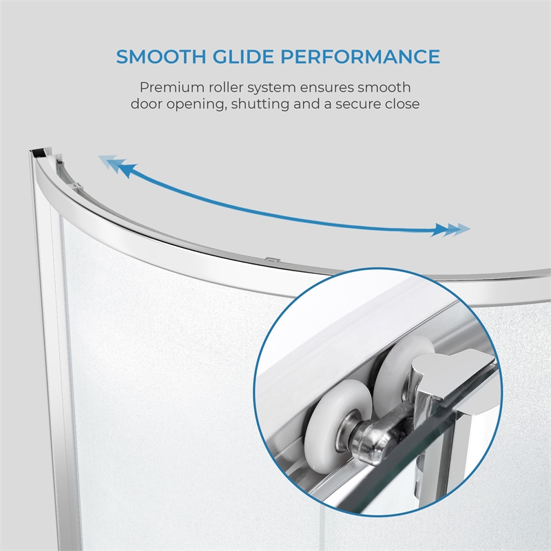 OVE Breeze 33 x 33 x 73 in. Round Shower Kit in Chrome Frosted Door Walls and Pan