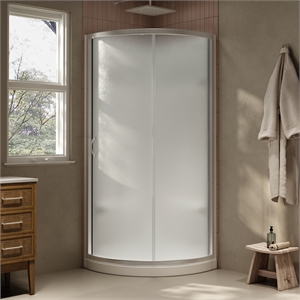 OVE Decors Breeze 35&quotx35&quot Frosted Sliding Corner Shower Kit, Satin Nickel