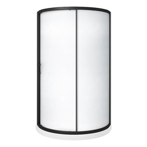 OVE Breeze 40 x 40 x 73 in. Round Shower Kit in Black Frosted Door Walls and Pan
