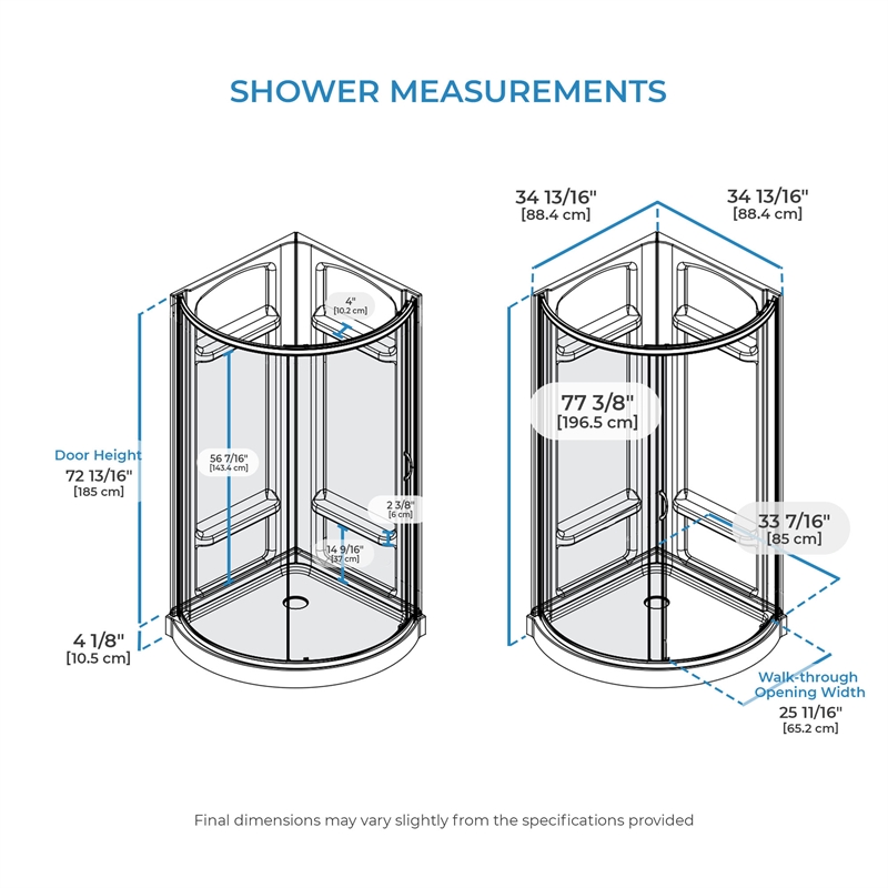OVE Breeze 40 x 40 x 73 in. Round Shower Kit in Chrome Frosted Door Walls and Pan