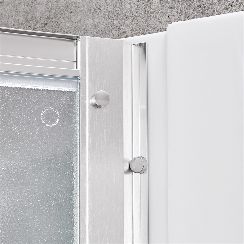 Breeze 40 in Round Corner Shower Kit Satin Nickel Frosted Sliding Door Base