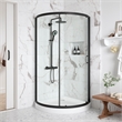 OVE Breeze 33 in. L x 33 in. W x 77 in. H Round Corner Shower Kit in Black with Clear Sliding Door and Shower Base Pan (Walls not Included)