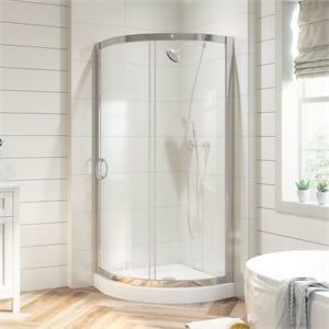 Breeze 33&quot Round Corner Shower Kit Chrome Clear Sliding Door Base Only