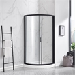 OVE Breeze 35 in. L x 35 in. W x 77 in. H Round Corner Shower Kit in Black with Clear Sliding Door and Shower Base Pan (Walls not Included)