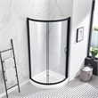 OVE Breeze 35 in. L x 35 in. W x 77 in. H Round Corner Shower Kit in Black with Clear Sliding Door and Shower Base Pan (Walls not Included)