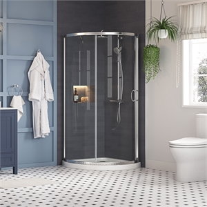 Breeze 40&quot Round Corner Shower Kit Chrome Clear Sliding Door Base Only