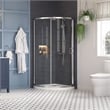 OVE Breeze 40 in. L x 40 in. W x 77 in. H Round Corner Shower Kit in Chrome with Clear Sliding Door and Shower Base Pan (Walls not Included)