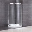 OVE Breeze 40 in. L x 40 in. W x 77 in. H Round Corner Shower Kit in Chrome with Clear Sliding Door and Shower Base Pan (Walls not Included)