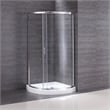 OVE Breeze 40 in. L x 40 in. W x 77 in. H Round Corner Shower Kit in Chrome with Clear Sliding Door and Shower Base Pan (Walls not Included)