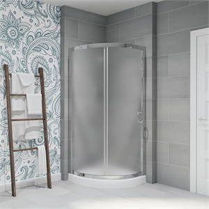 Breeze 33&quot Round Corner Shower Kit Chrome Frosted Sliding Door Base Only