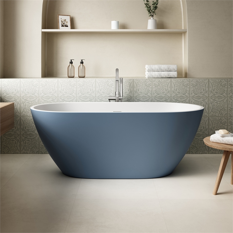 OVE Ayago 59 in. Freestanding Bathtub in Chambray