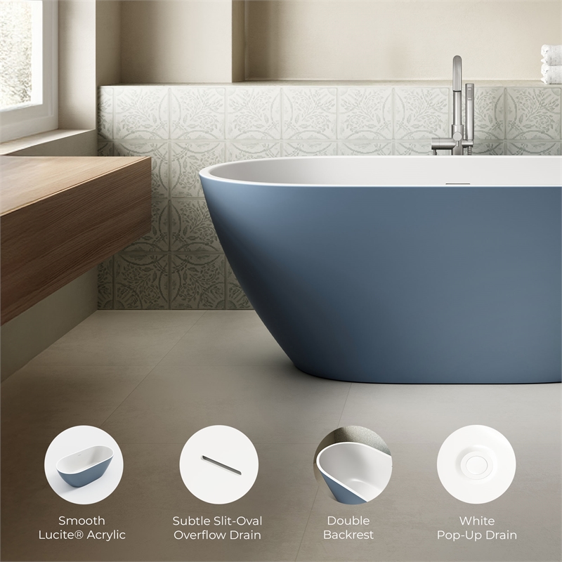 OVE Ayago 59 in. Freestanding Bathtub in Chambray