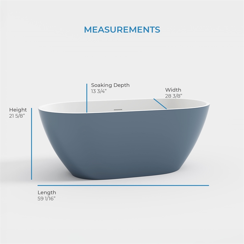 OVE Ayago 59 in. Freestanding Bathtub in Chambray