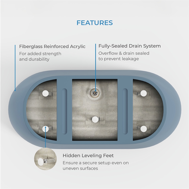 OVE Ayago 59 in. Freestanding Bathtub in Chambray