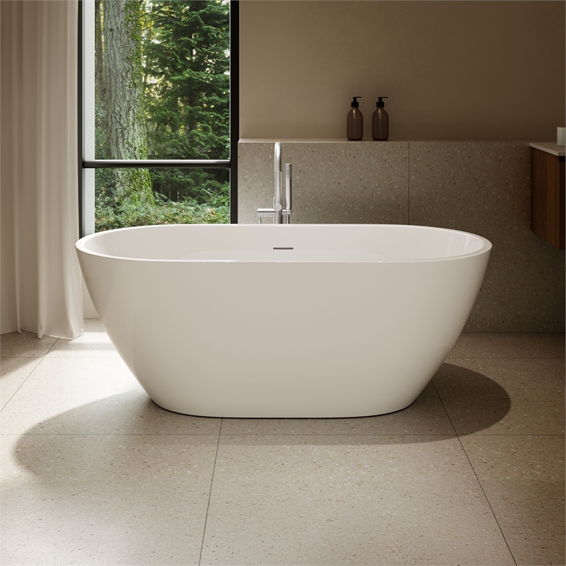OVE Ayago 59 in. Freestanding Bathtub in Glossy White