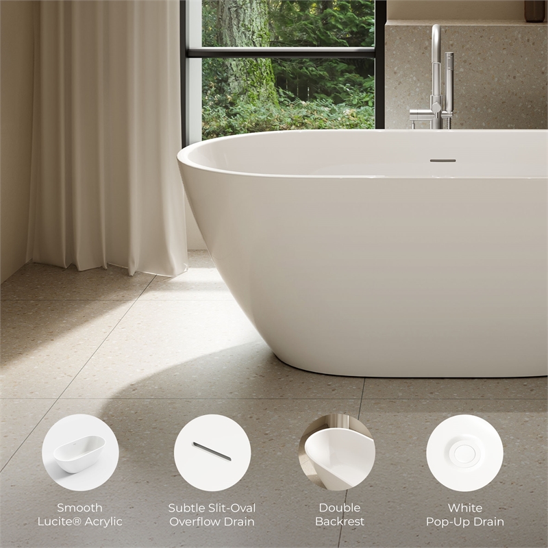 OVE Ayago 59 in. Freestanding Bathtub in Glossy White