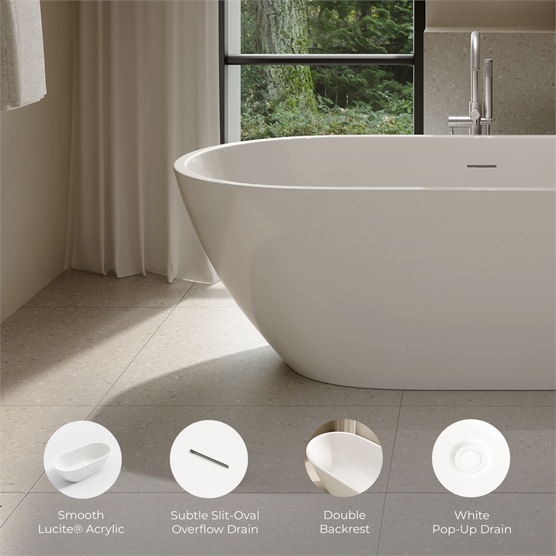 OVE Ayago 66 in. Freestanding Bathtub in Glossy White