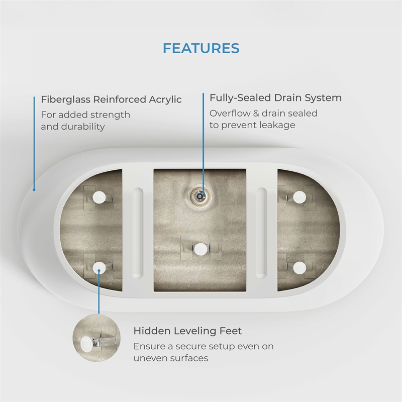 OVE Ayago 66 in. Freestanding Bathtub in Glossy White